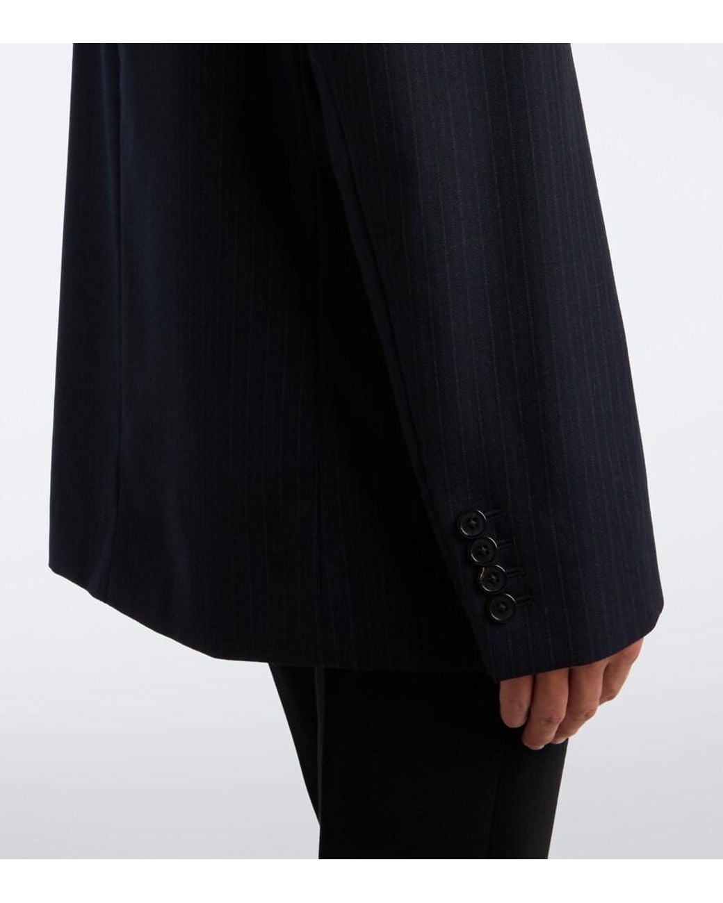 The Row Blue Gelda Chalk Stripe Wool Blazer