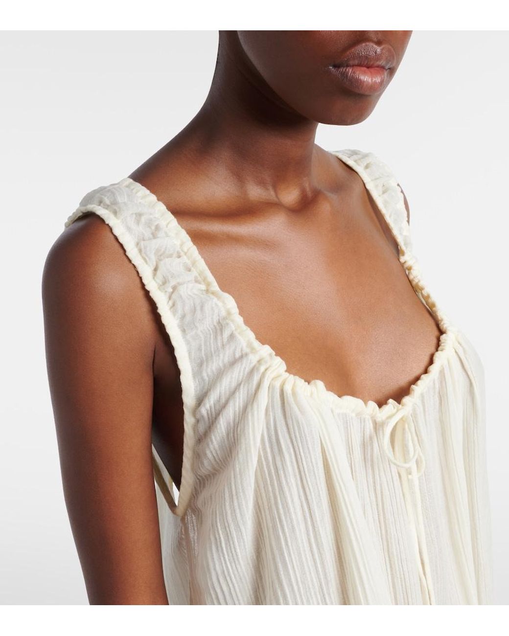 The Attico White Ruffled Cotton Minidress