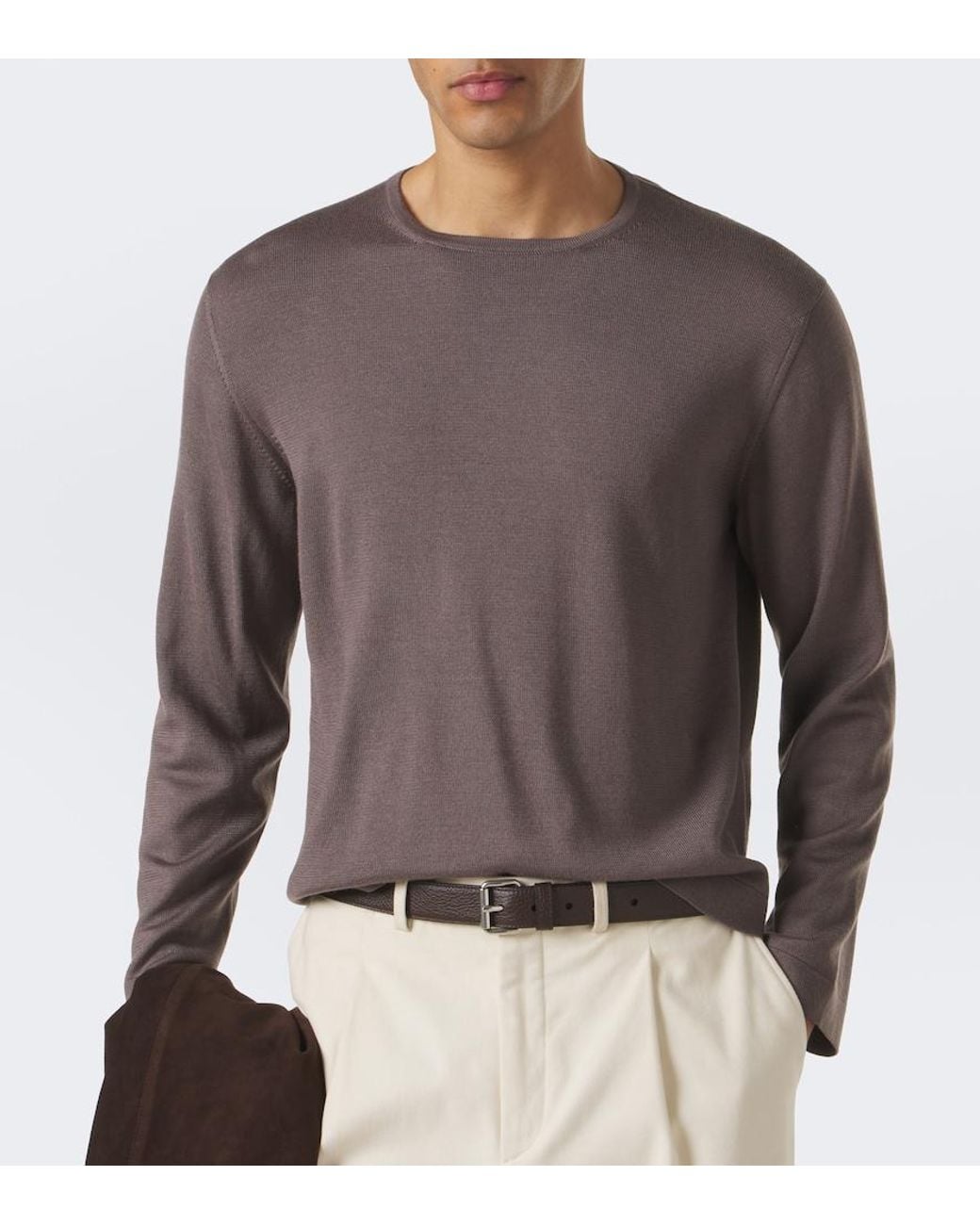 STÒFFA Brown Wool And Silk T-Shirt for men