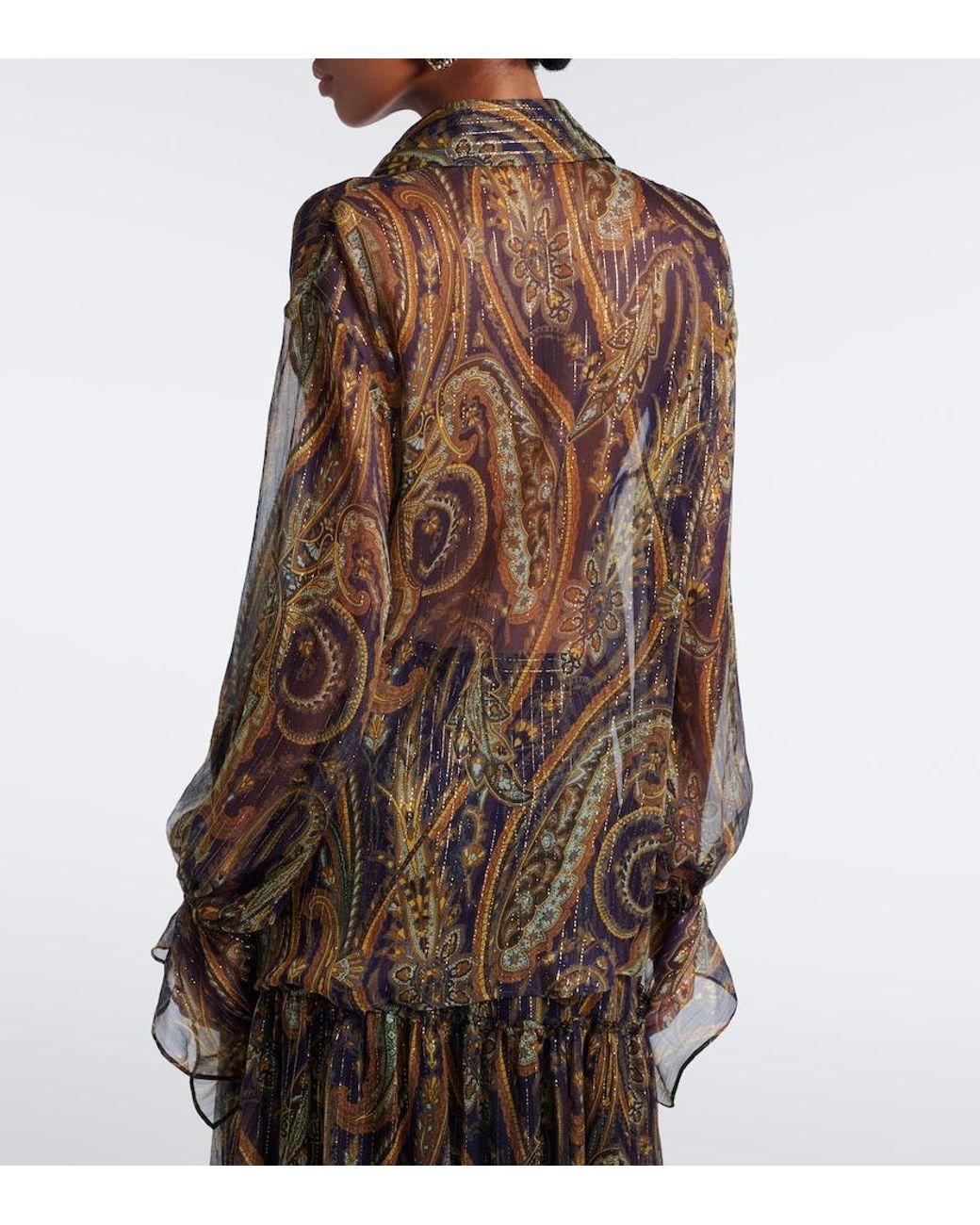 Etro Multicolor Paisley Silk-Blend Chiffon Shirt
