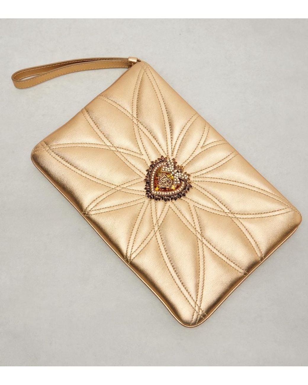 Dolce & Gabbana Natural Devotion Mini Metallic Leather Pouch