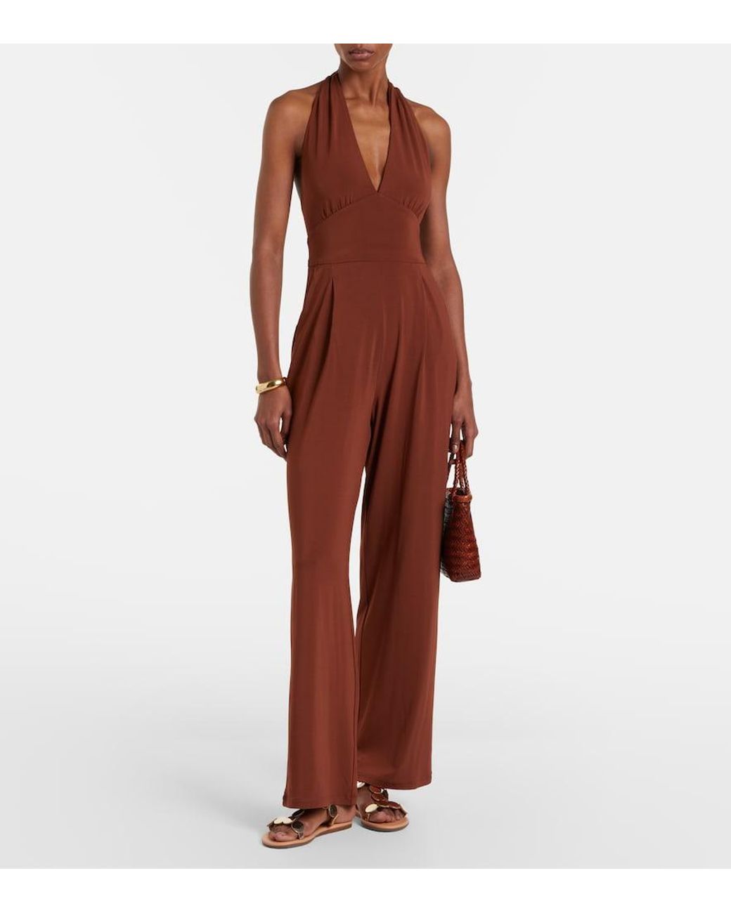 Max Mara Brown Acume Halterneck Jumpsuit