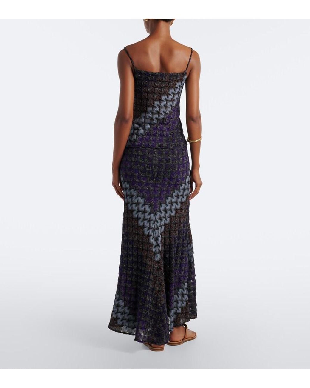 Missoni Blue Knitted Lame Maxi Skirt