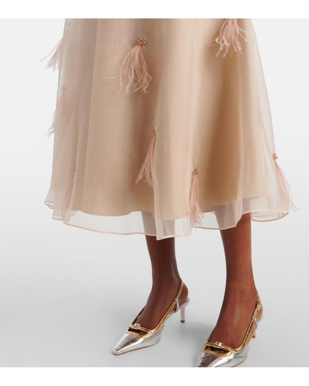 Dorothee Schumacher Natural Sheer Volumes Silk Organza Midi Skirt