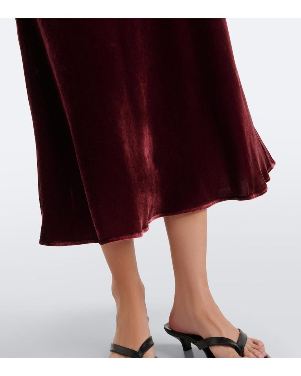 Rixo Purple Amari Lace-Trimmed Velvet Midi Dress