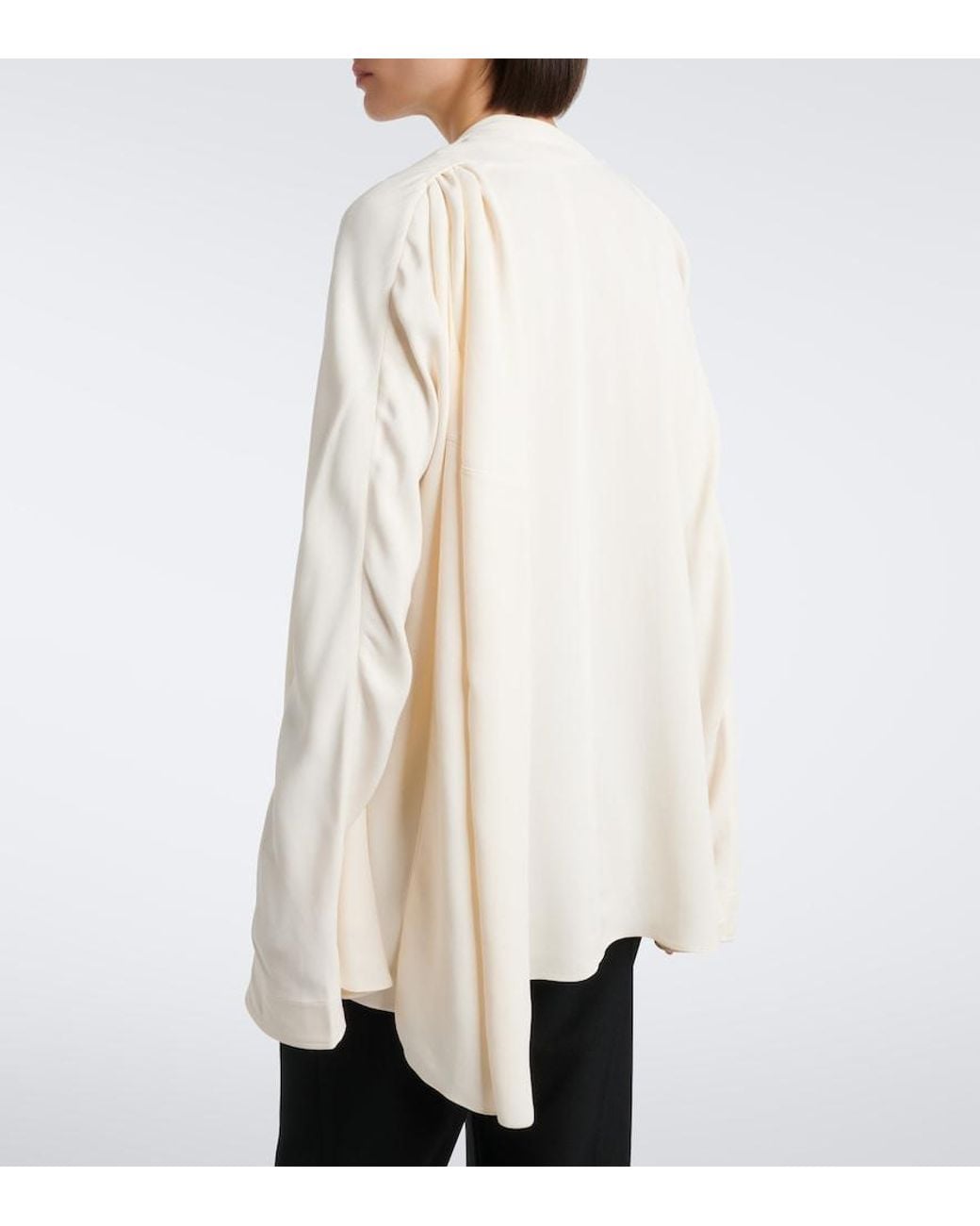 Totême White Draped Cady Blouse