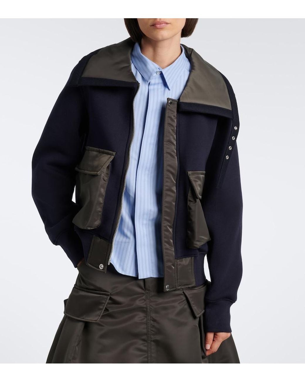 Sacai Black Cotton-Blend Blouson Jacket
