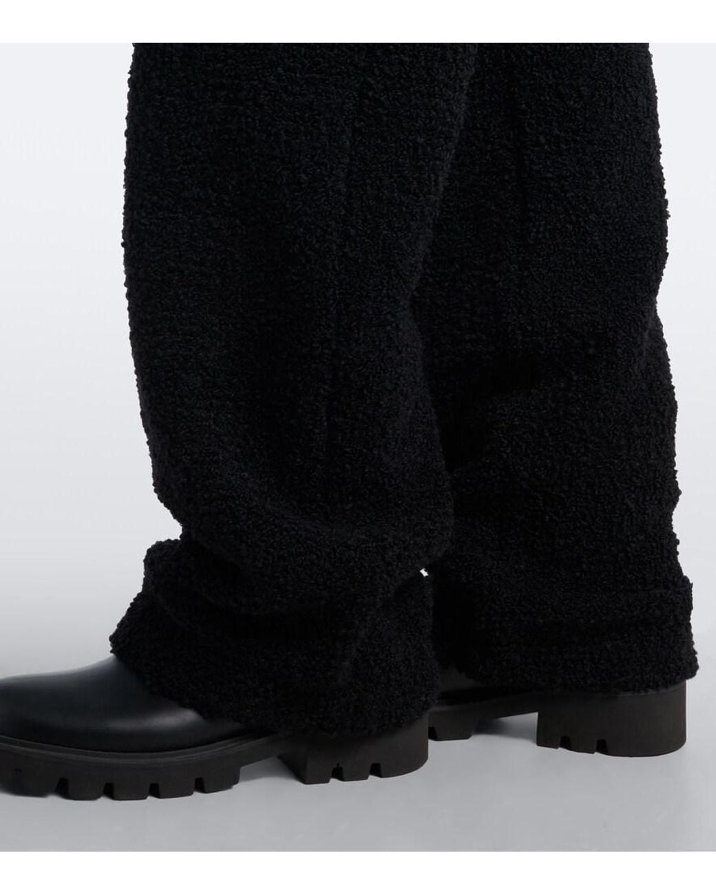 Moncler Black Boucle Wide-Leg Pants