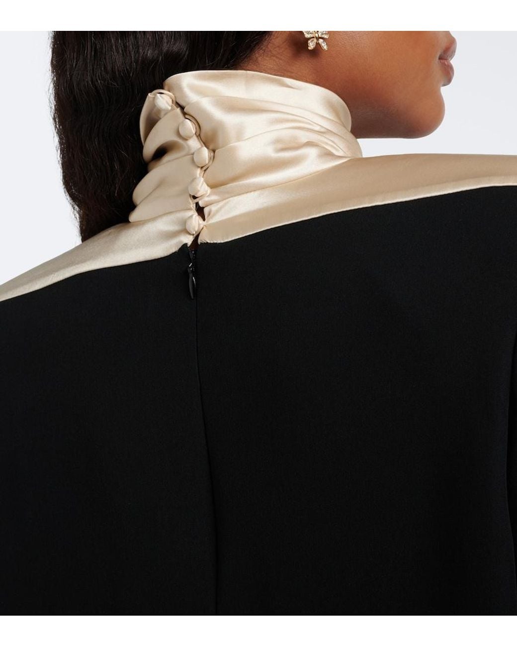 Valentino Garavani Black Cady Couture Satin-Trimmed Minidress