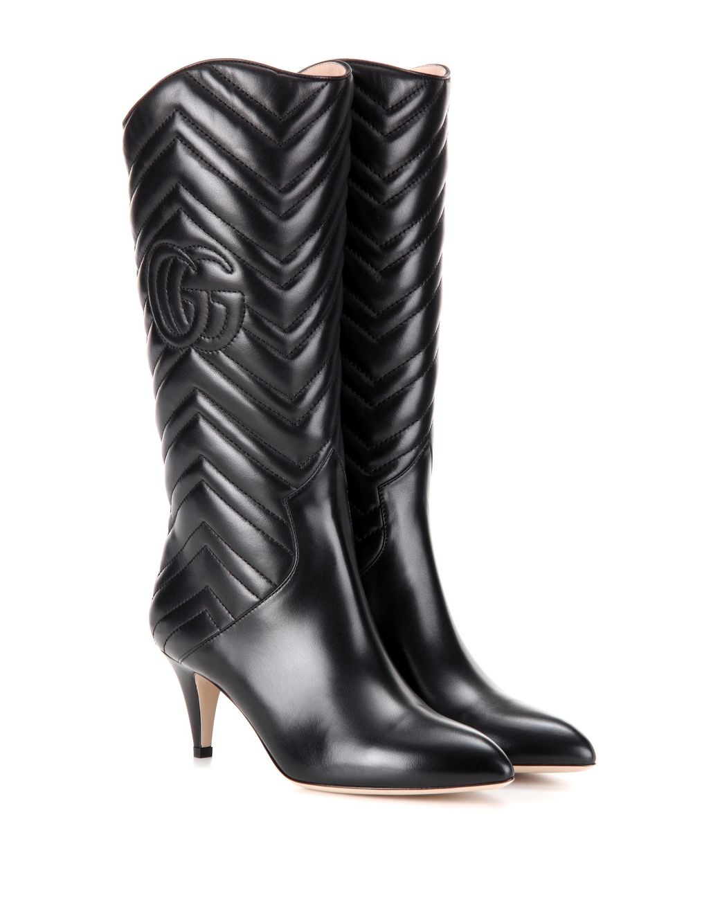 Gucci Matelassé Leather Boots in Black | Lyst