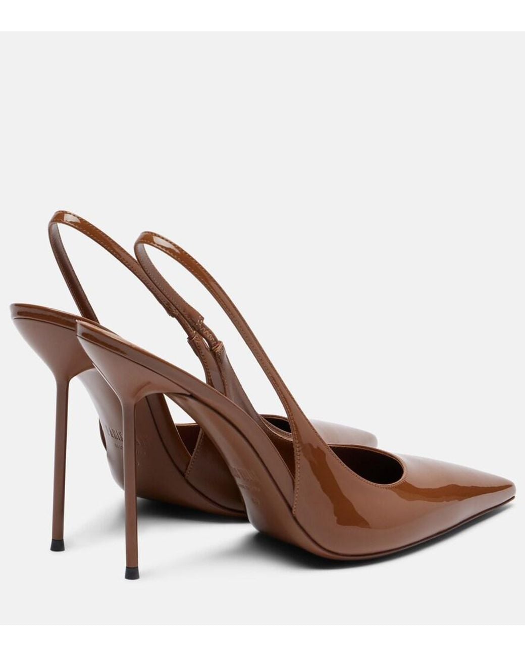 Paris Texas Brown Lidia 105 Patent Leather Slingback Pumps