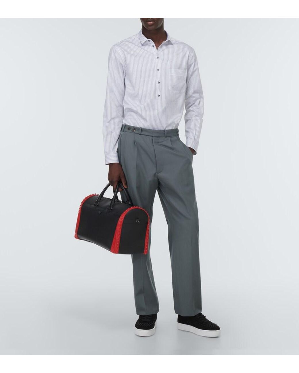 Christian Louboutin Red Sneakender Spiked Leather Duffel Bag for men