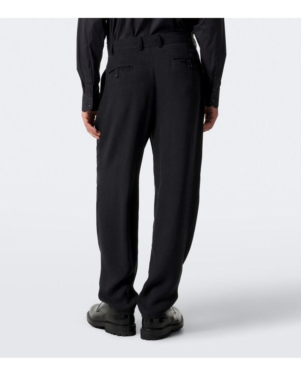 Giorgio Armani Blue Pleated Jacquard Straight Pants for men