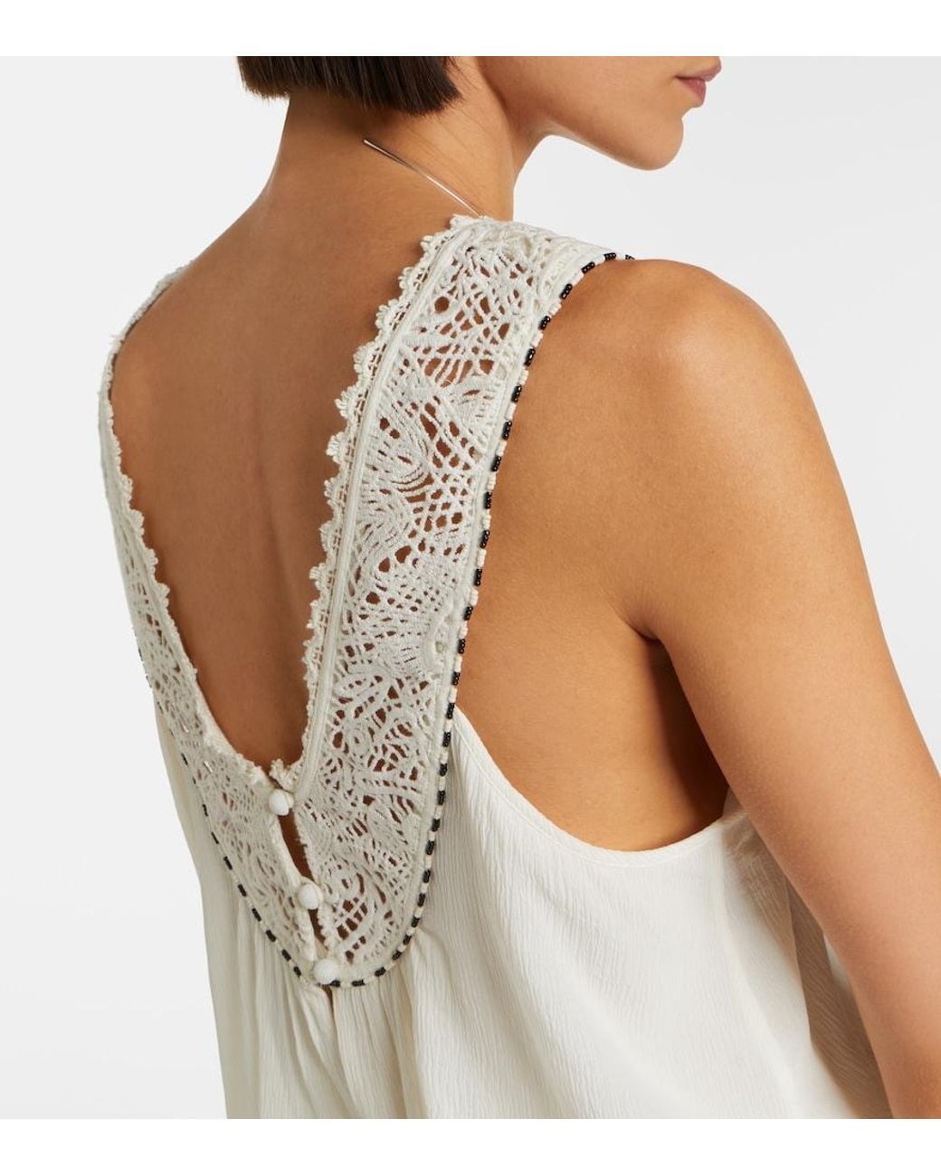 Isabel Marant Natural Nilany Beaded Silk Romper