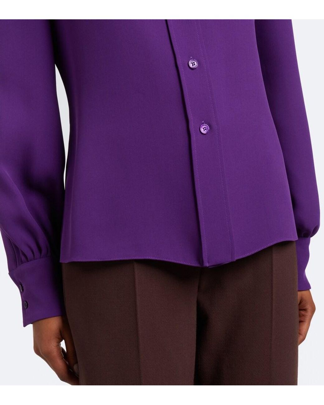 Valentino Garavani Purple Cady Couture Tie-Neck Blouse