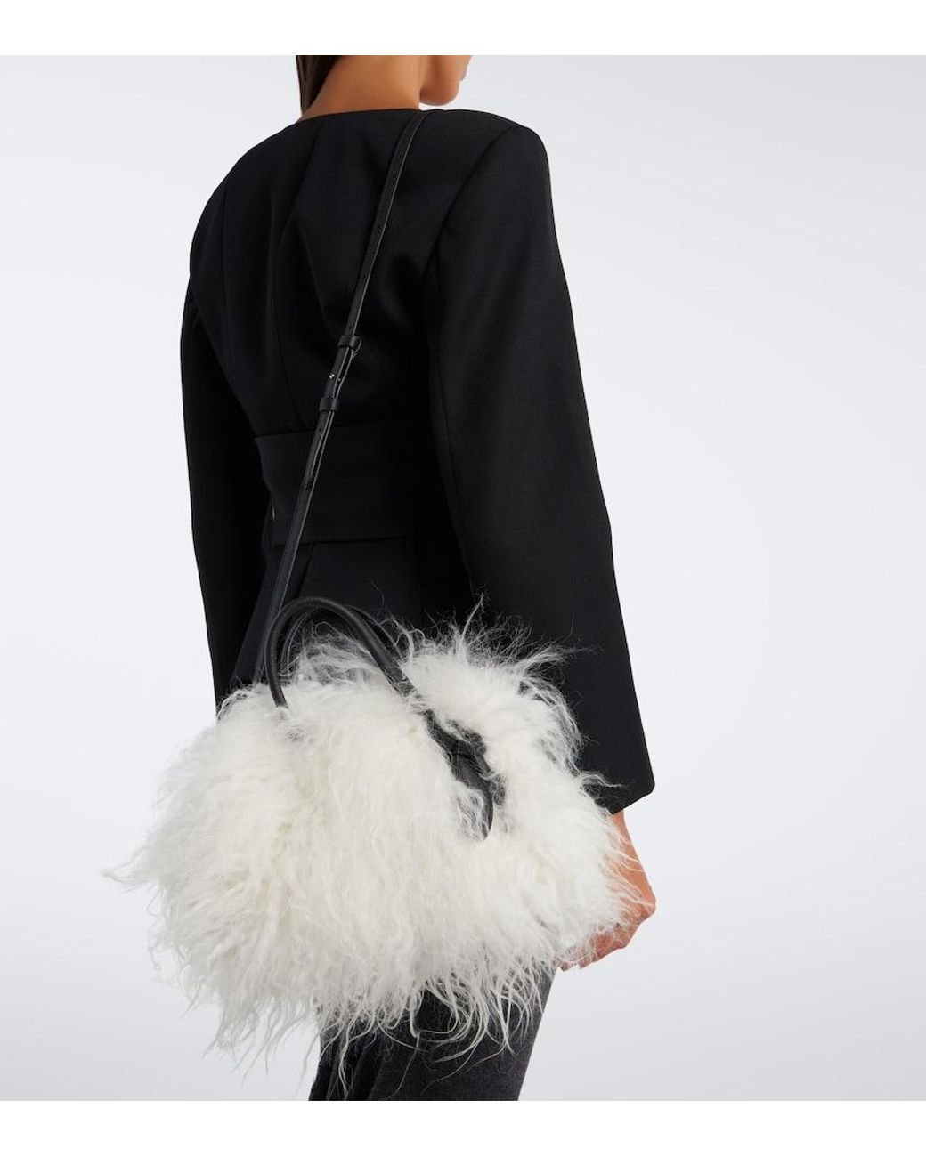 Jacquemus Black Turismo Small Shearling Bowling Bag