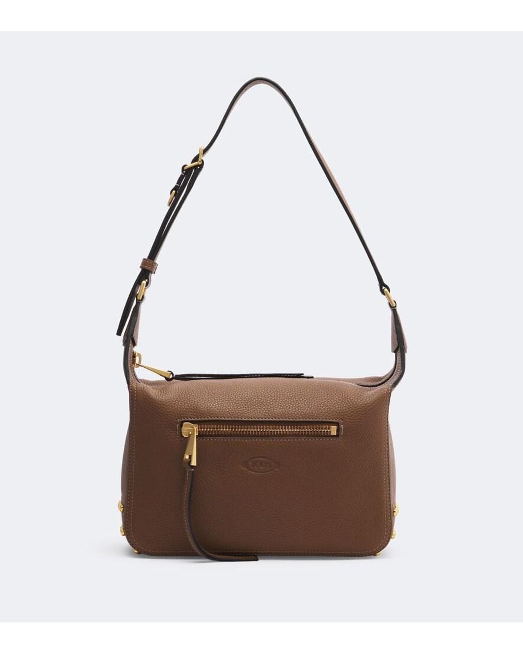 Tod's Brown Metal Dots Mini Leather Shoulder Bag