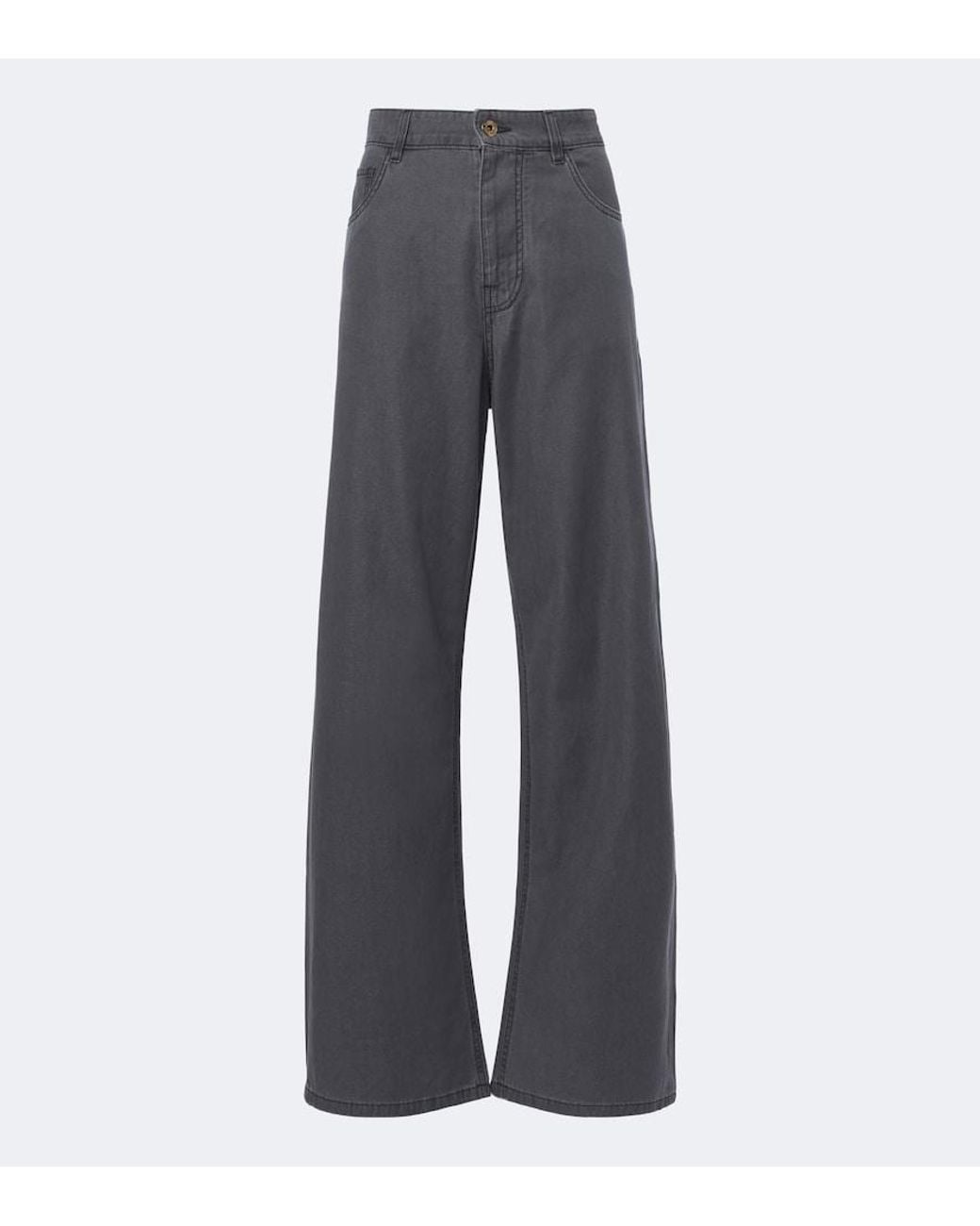 Miu Miu Gray Chambray Wide-Leg Pants