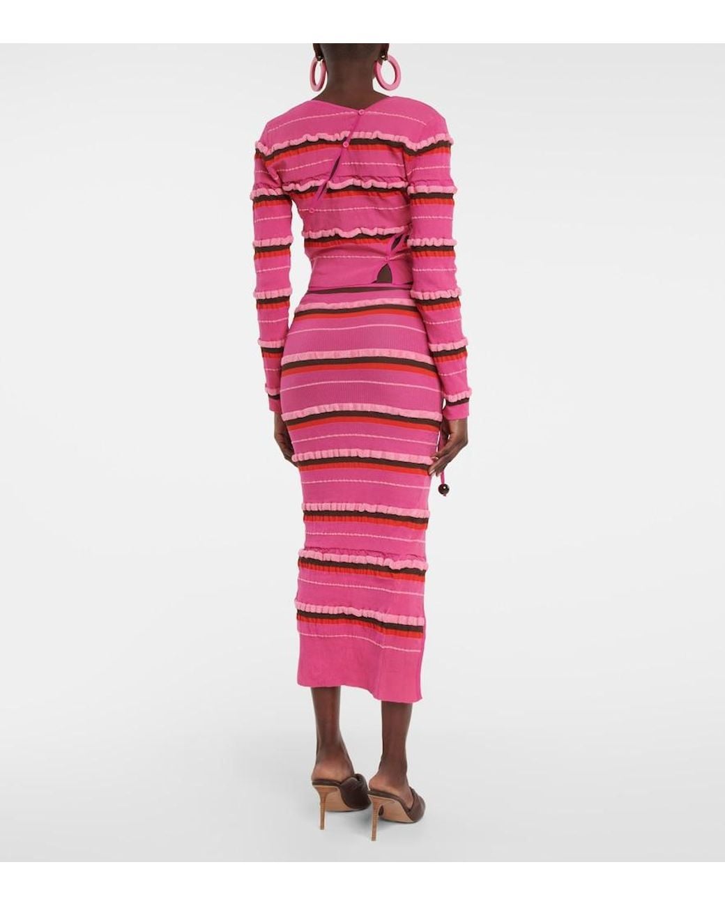 Jacquemus Pink Striped Knit Cropped Cardigan