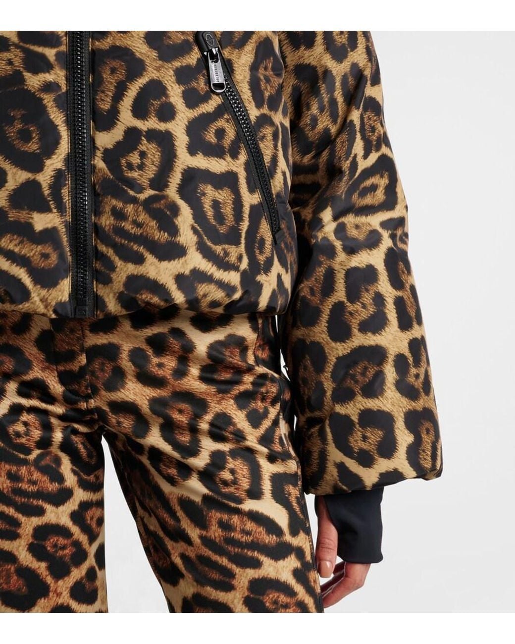 Goldbergh Black Pantera Leopard-Print Down Ski Jacket