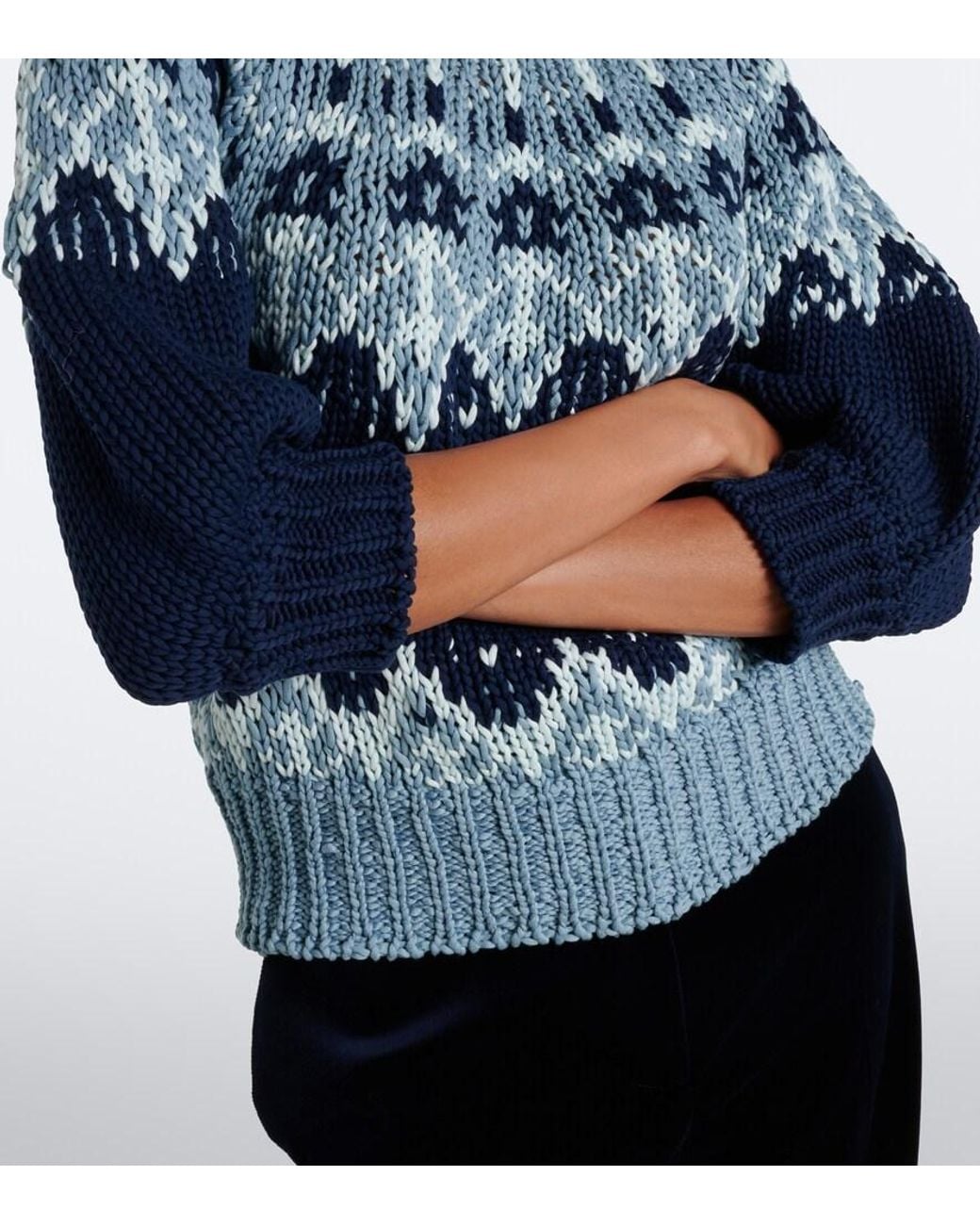 Altuzarra Blue Marty Fair Isle Cotton Sweater