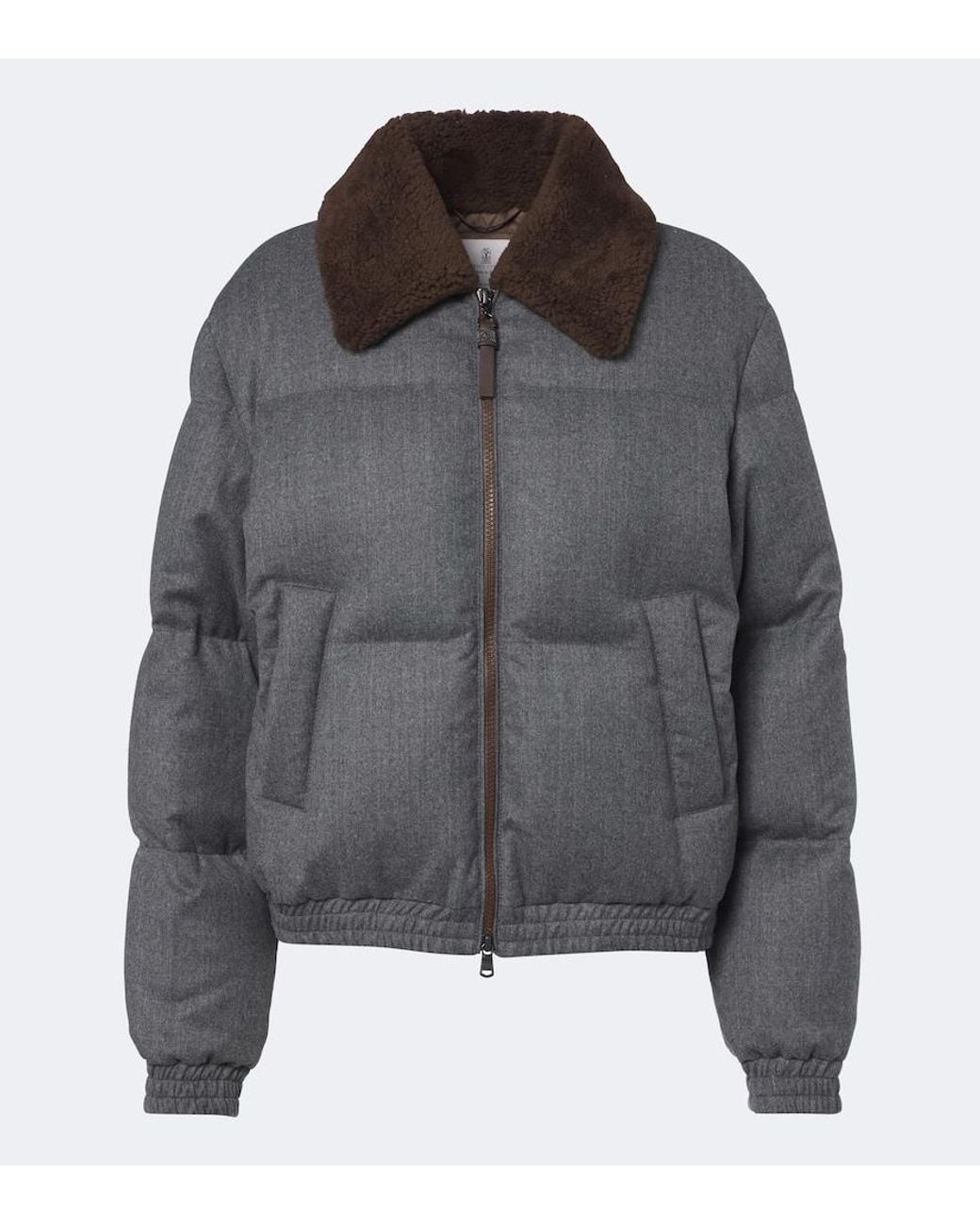 Brunello Cucinelli Gray Monili Virgin Wool Down Jacket