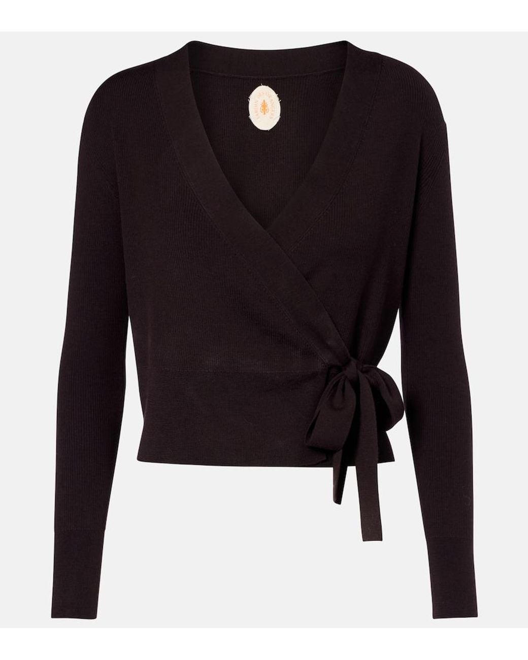 Jardin Des Orangers Black Virgin Wool Wrap Cardigan