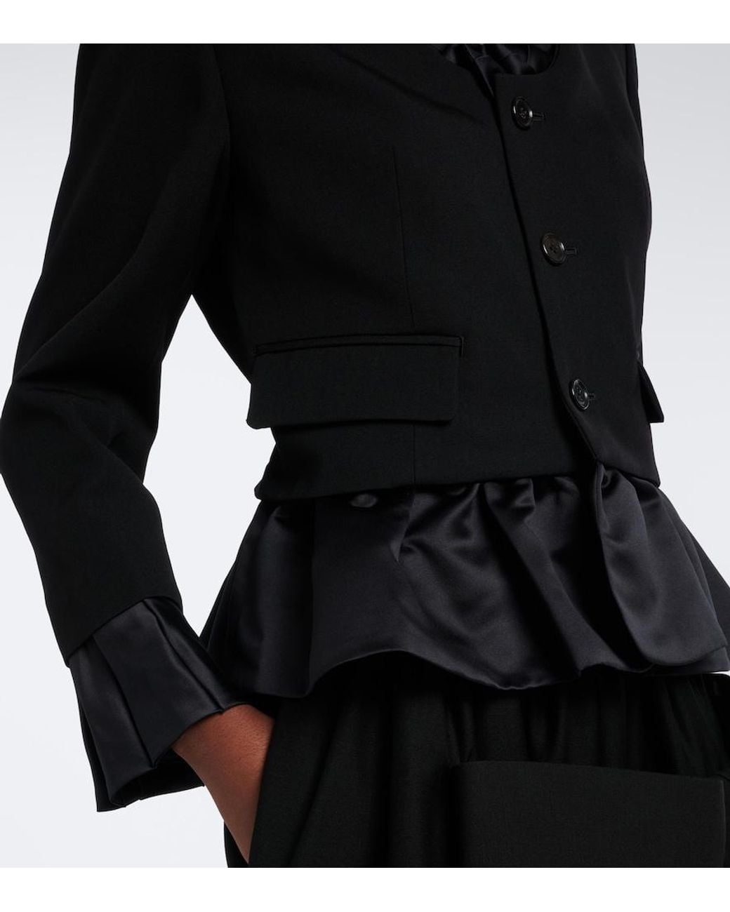Noir Kei Ninomiya Black Ruffled Peplum Wool Jacket