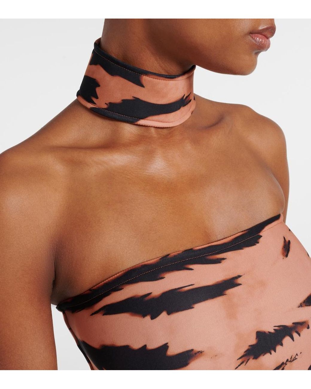 Adriana Degreas White X Sabine Getty Printed Strapless Swimsuit