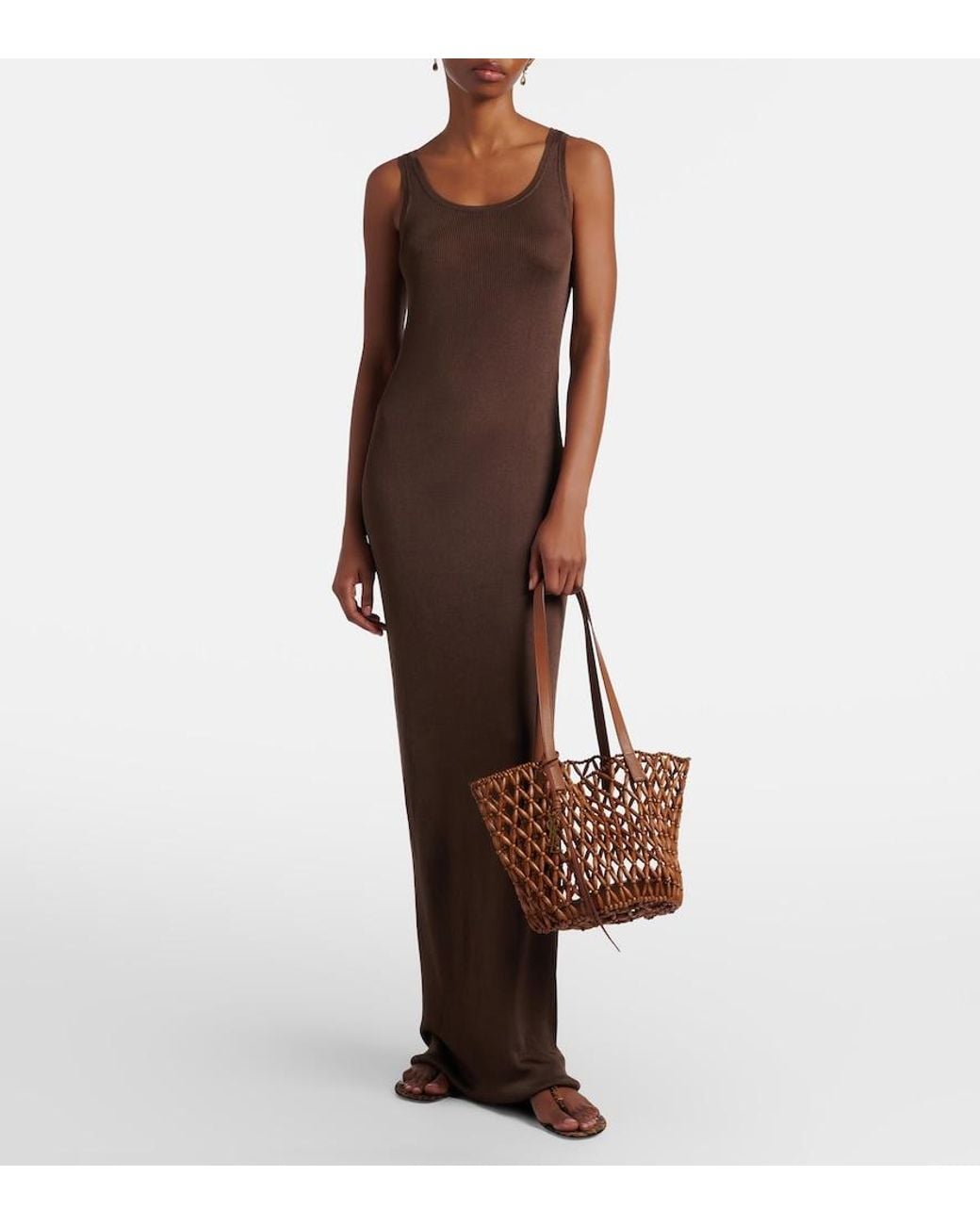Bolso Cesta Panier Small De Madera Saint Laurent de color Brown