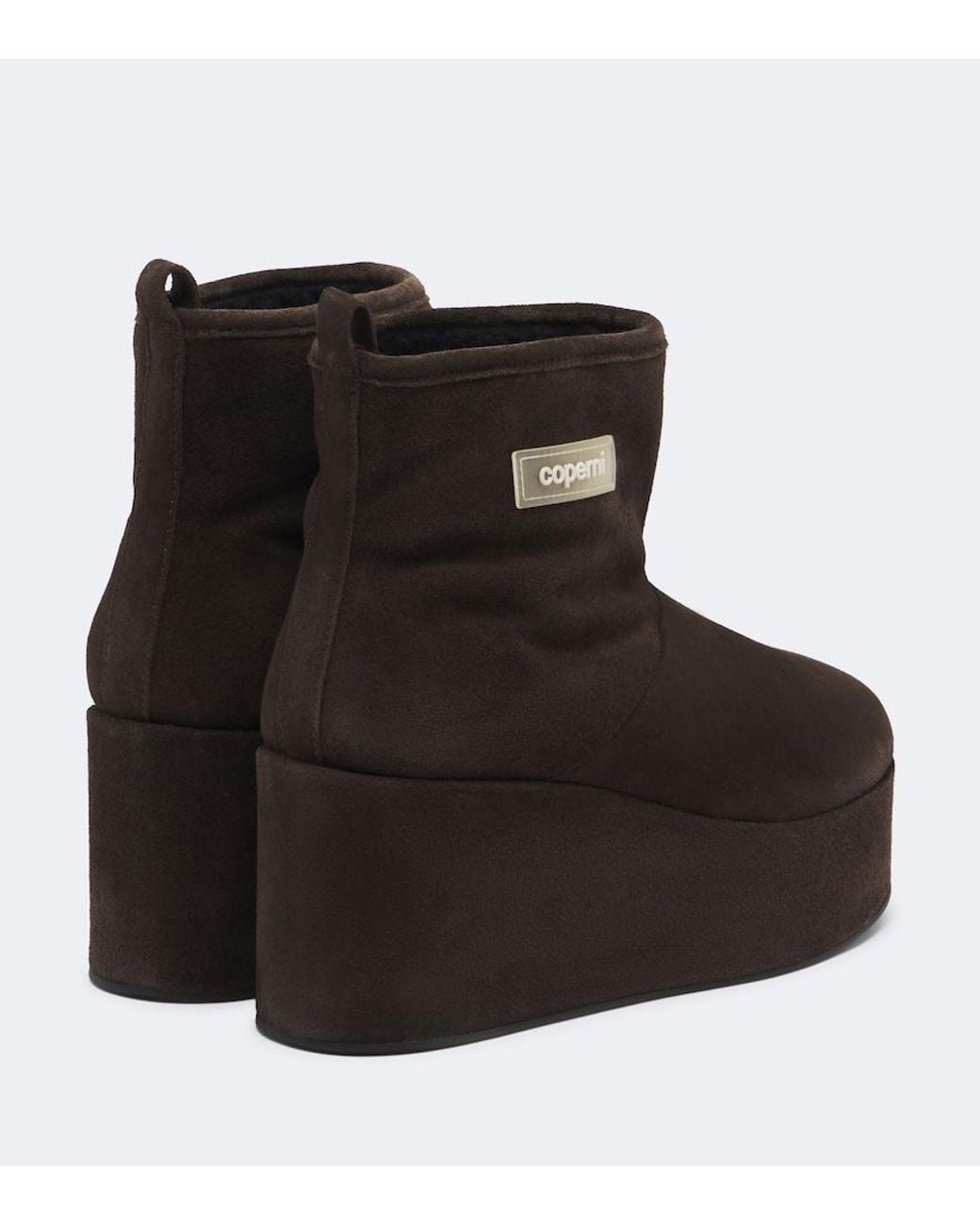 Coperni Brown Shearling-Lined Suede Wedge Boots