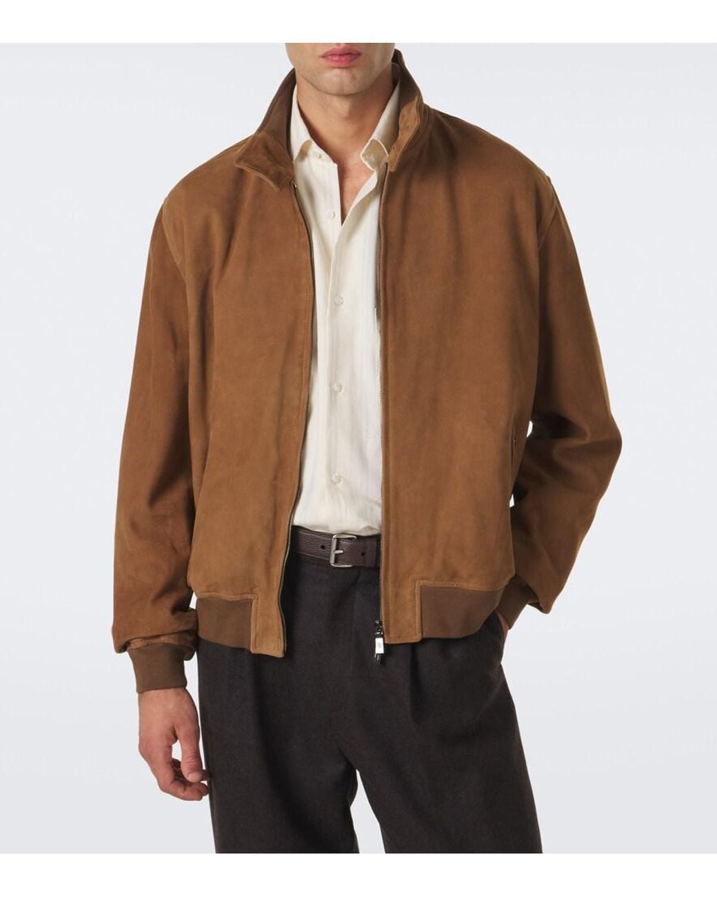 Frescobol Carioca Brown Canela Suede Jacket for men