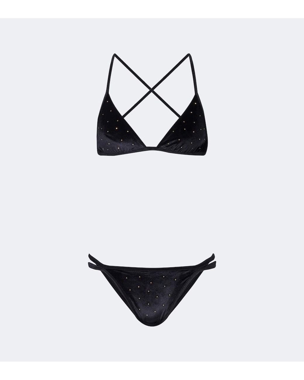 Balmain White Embellished Velvet Bikini