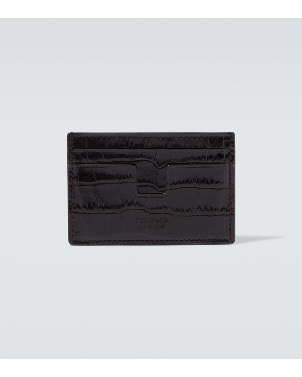 Tom Card Tom Ford Croc-Effect Patent Leather Card Holder in Black for Men | Lyst