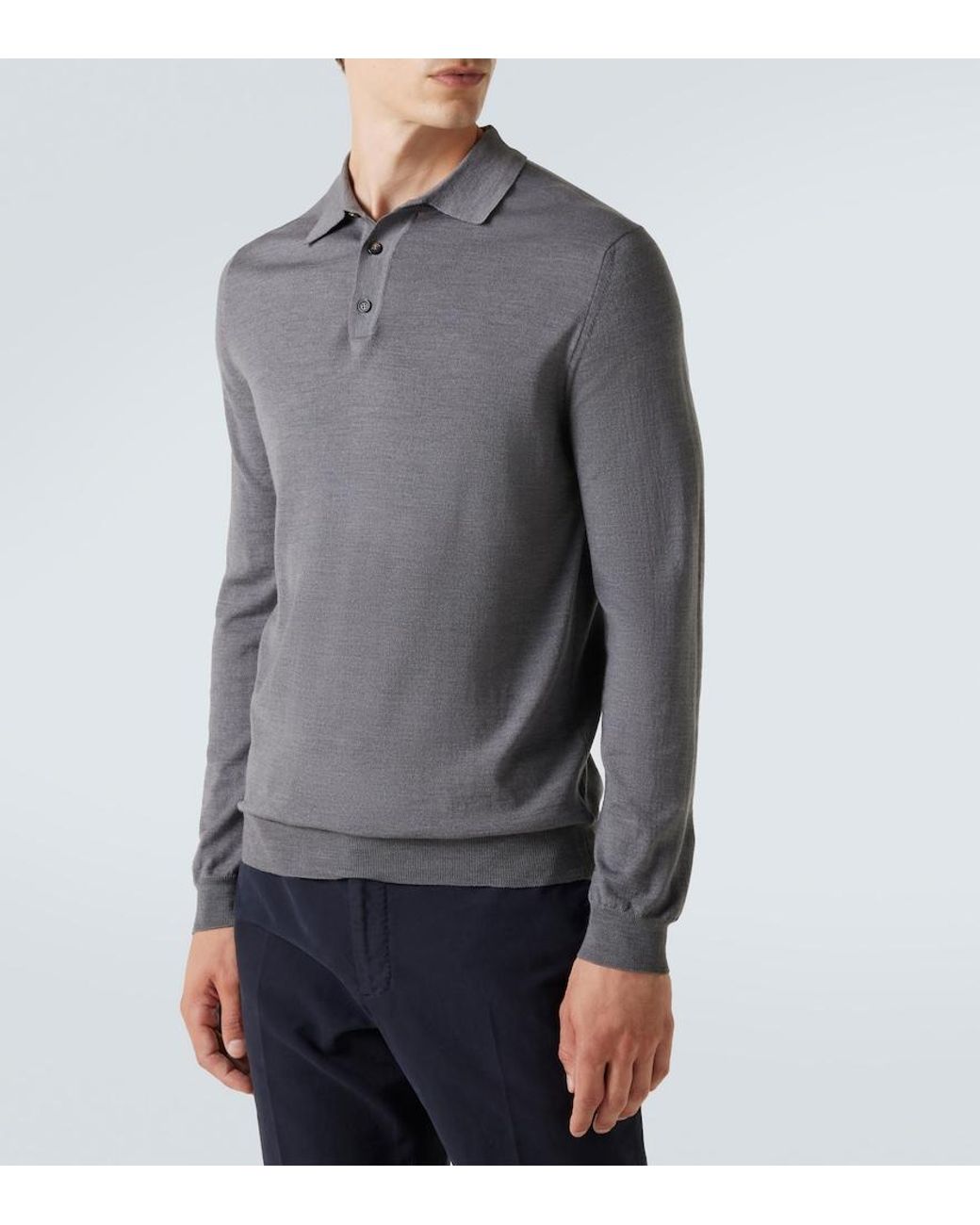Slowear Gray Wool-Blend Polo Shirt for men