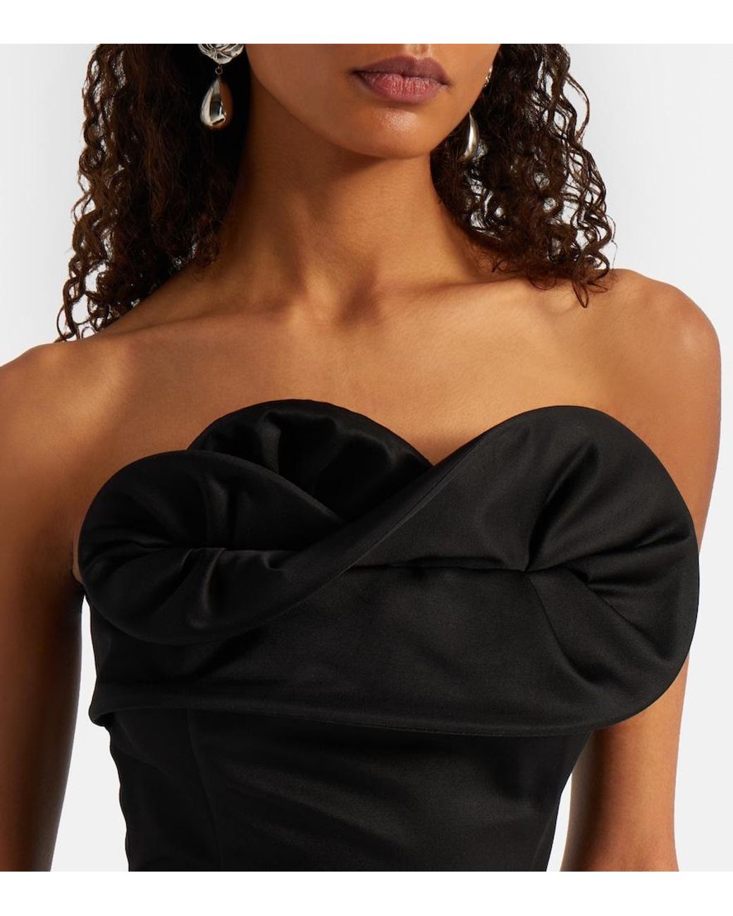 Magda Butrym Black Ruffled Wool And Silk Bustier Top