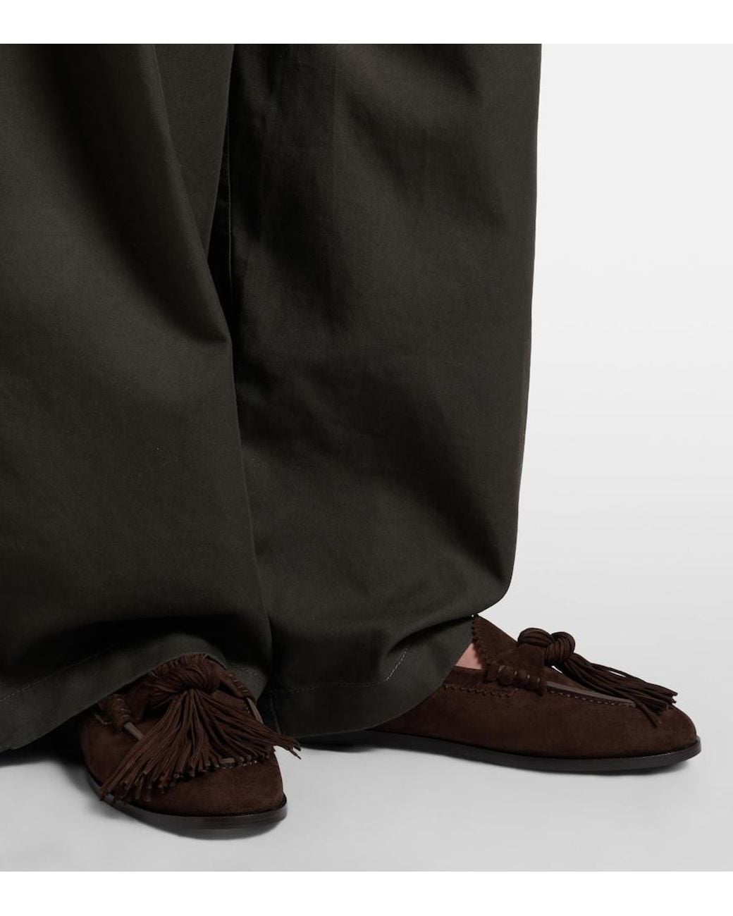 Aquazzura Brown Freddie Fringed Suede Loafers