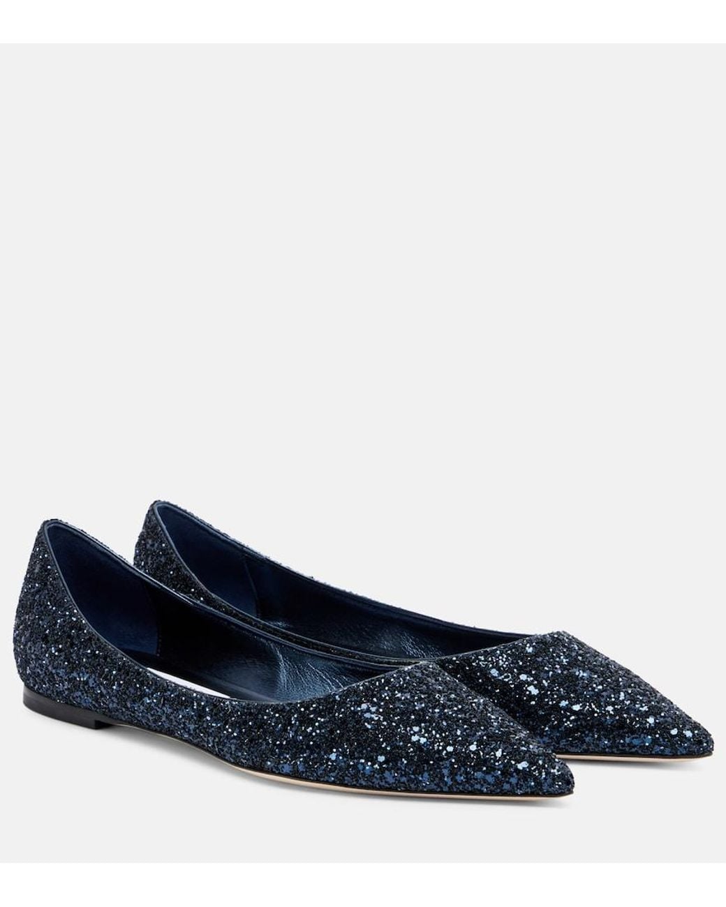 Jimmy Choo Blue Love Glitter Ballet Flats