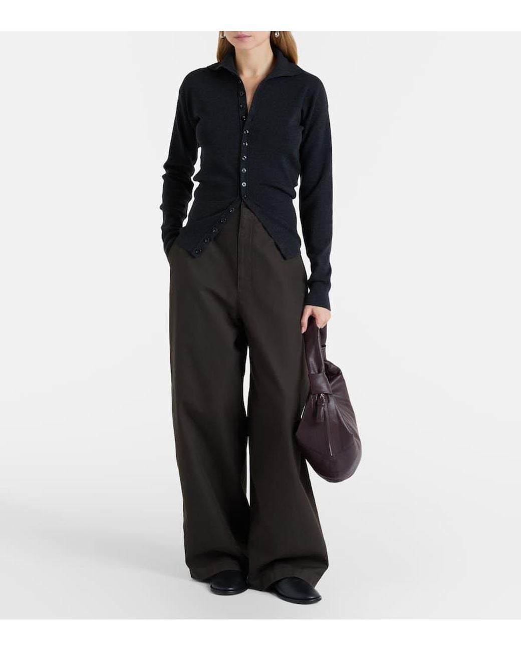 Lemaire Purple Fortune Crescent Leather Shoulder Bag