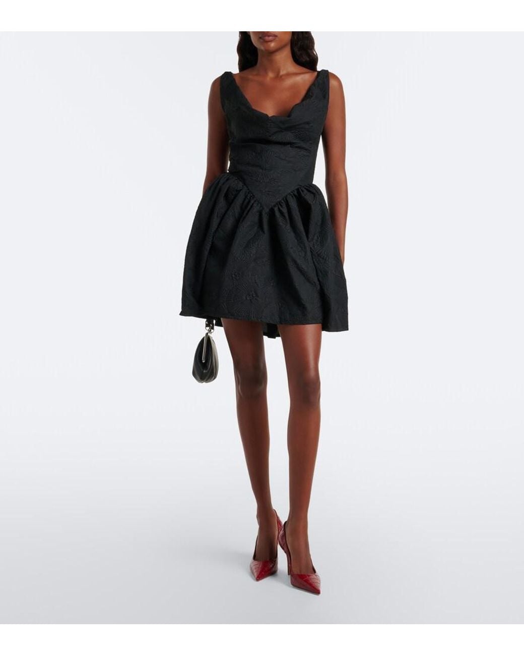 Vivienne Westwood Black Sunday Floral Jacquard Minidress