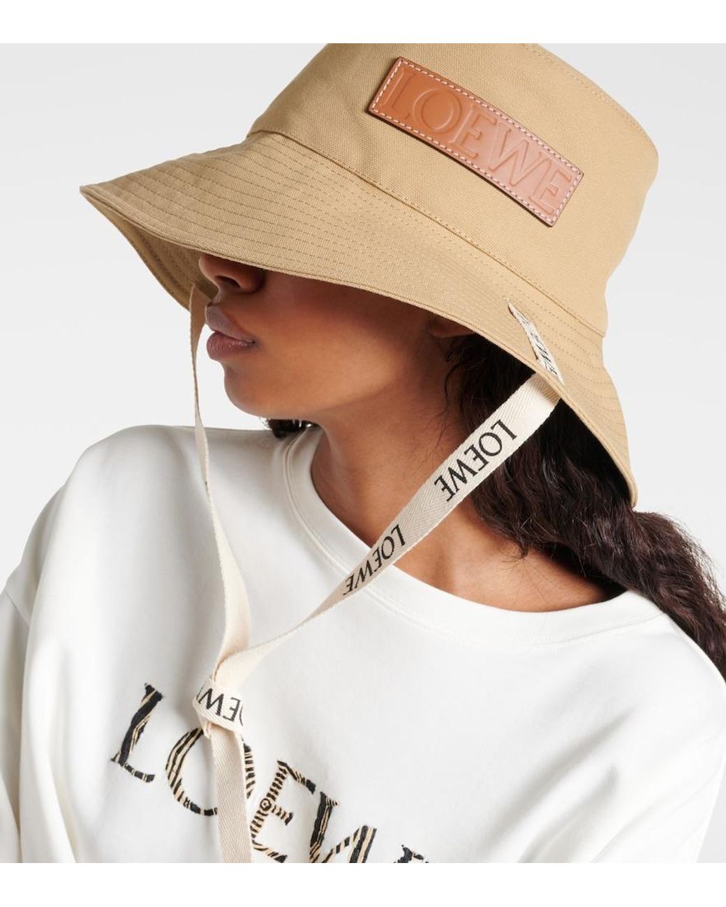 Loewe White Logo Canvas Bucket Hat