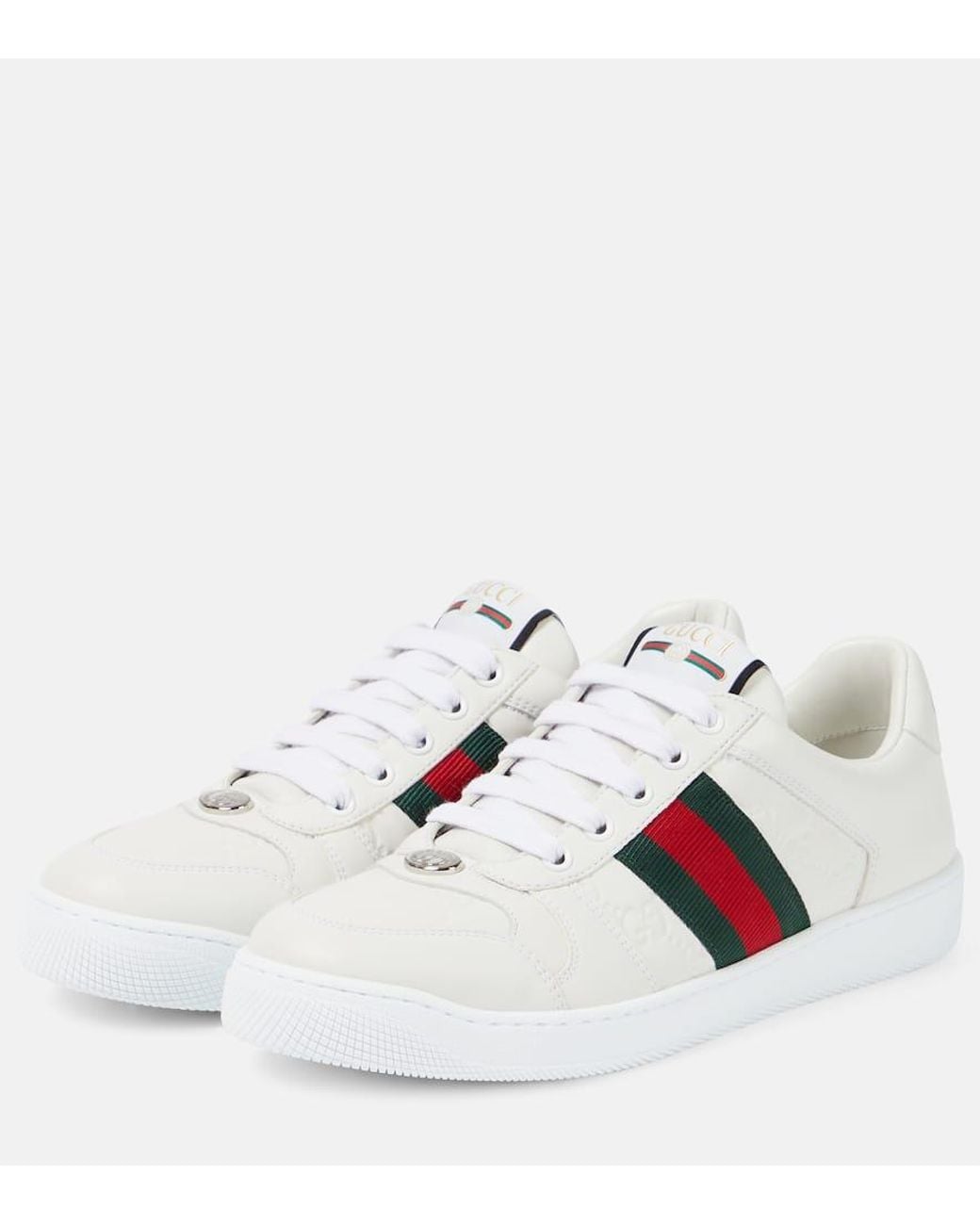 Gucci White Interlocking G Stripe Leder Low-Top Sneakers