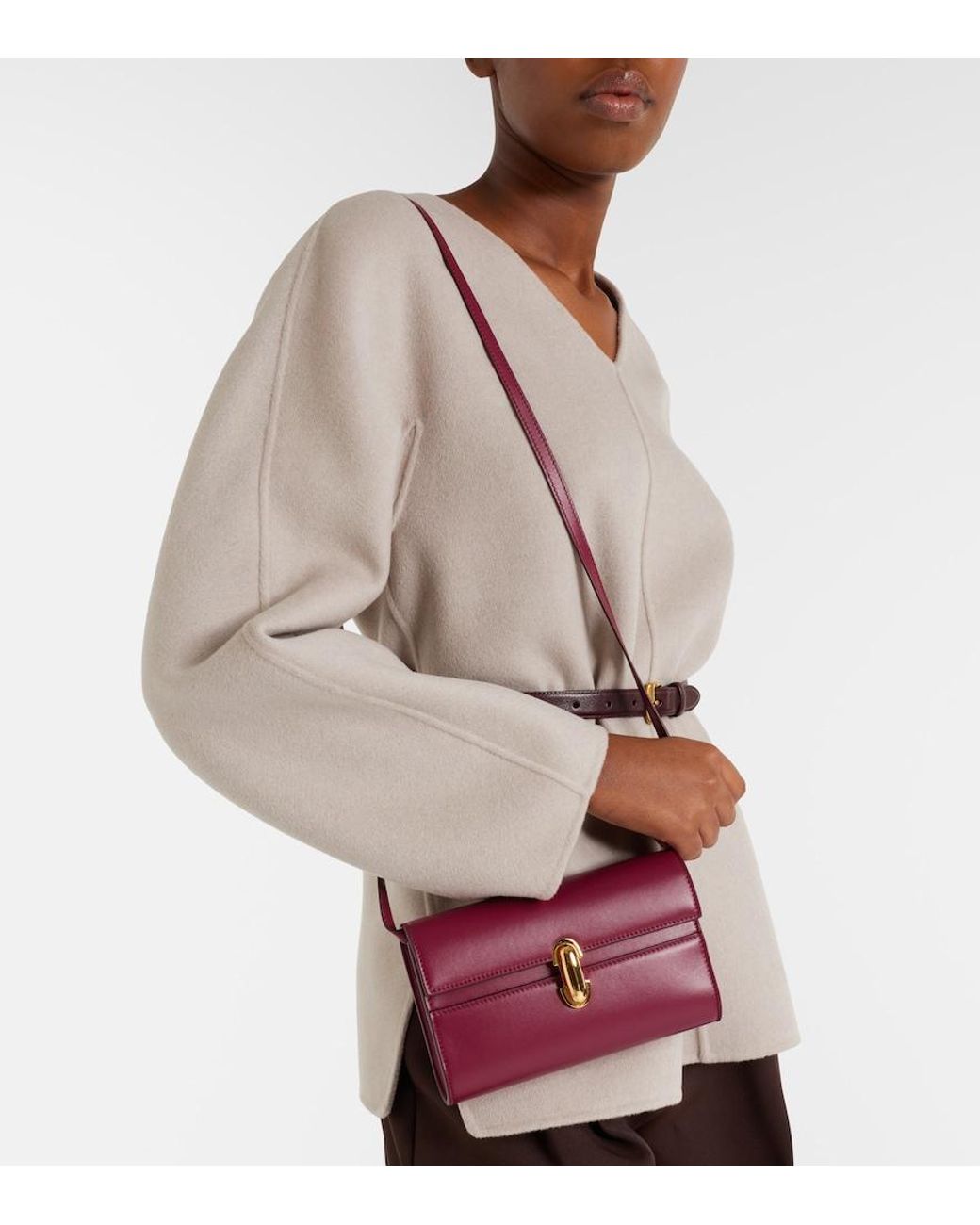 SAVETTE Purple Symmetry Mini Leather Crossbody Bag
