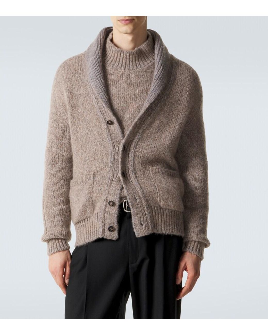 Brioni Gray Cashmere And Silk Cardigan for men