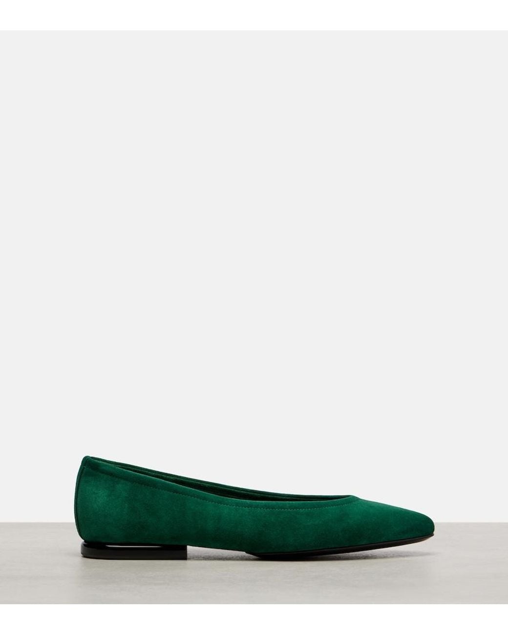 Loro Piana Green Ballerinas Primula Aus Veloursleder