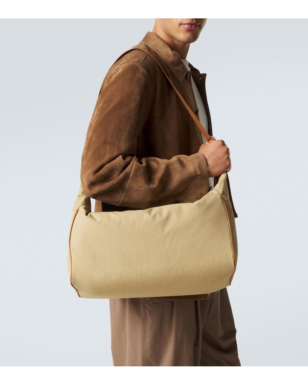 The Row Natural Logan E/W Leather-Trimmed Crossbody Bag for men