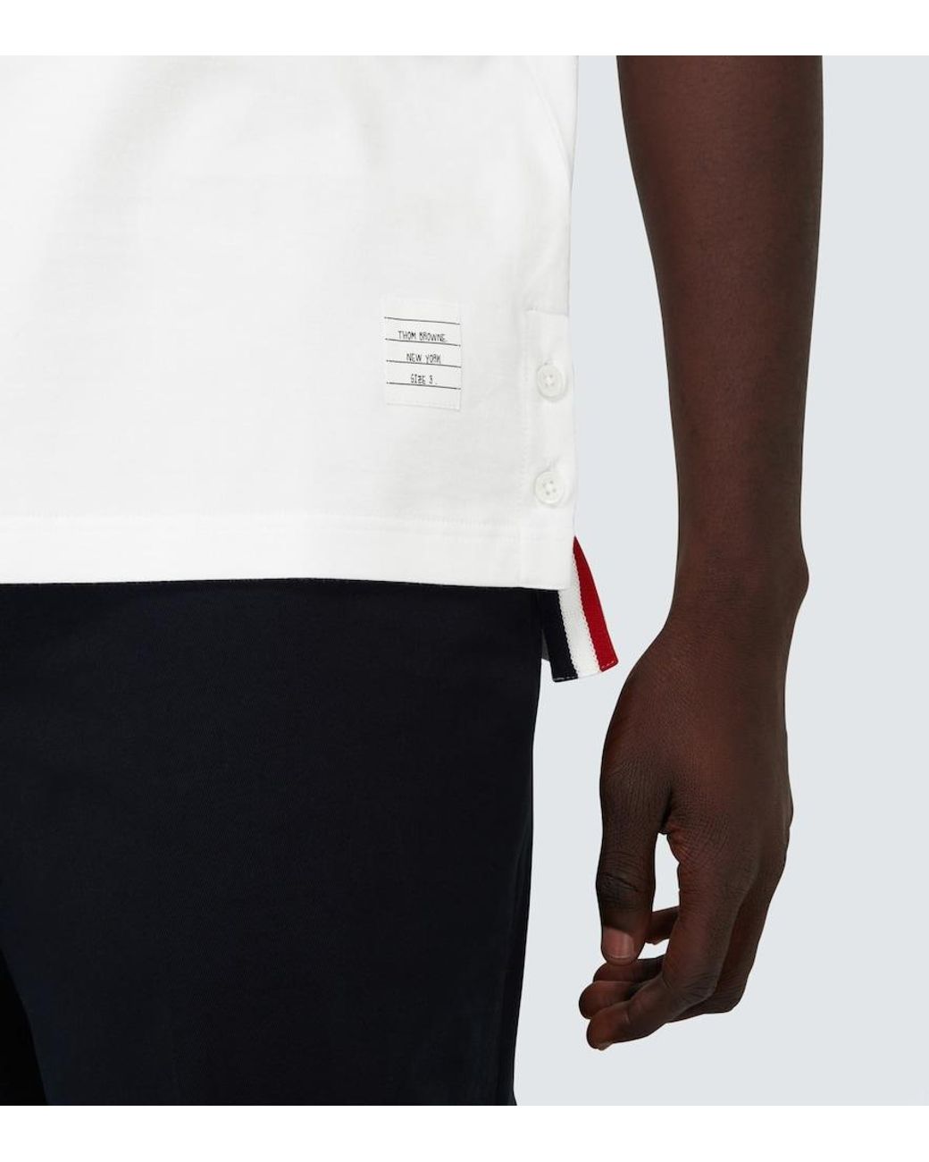 Thom Browne White Short-Sleeved Cotton T-Shirt for men