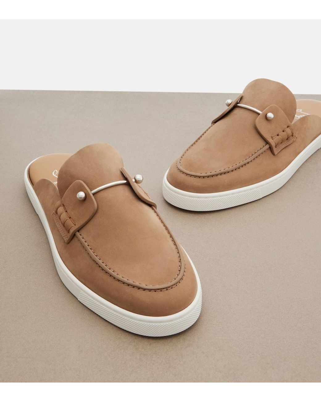 Christian Louboutin Natural Chanme Suede Mules