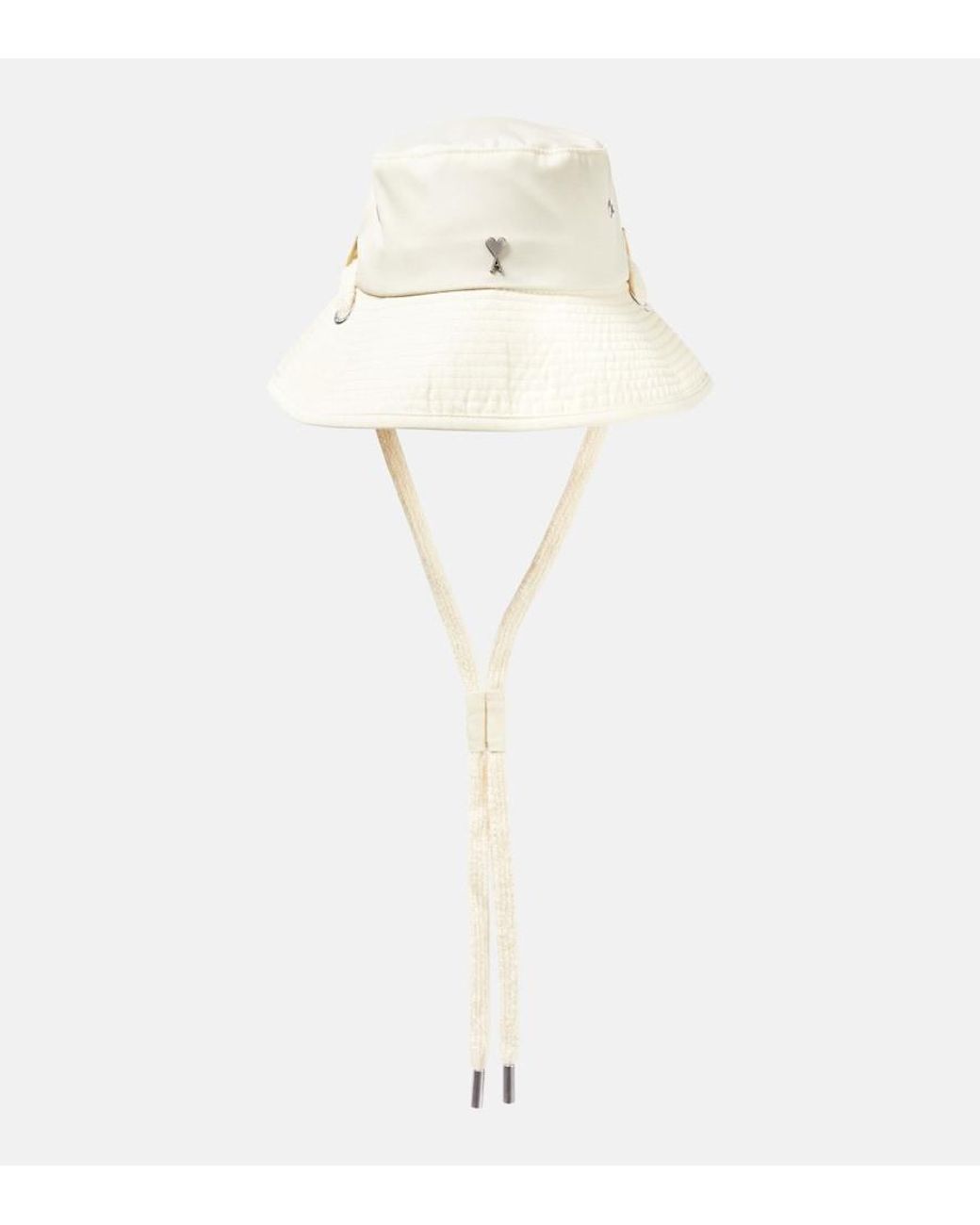 Ami Paris Ami De Cour Cotton Bucket Hat in White | Lyst