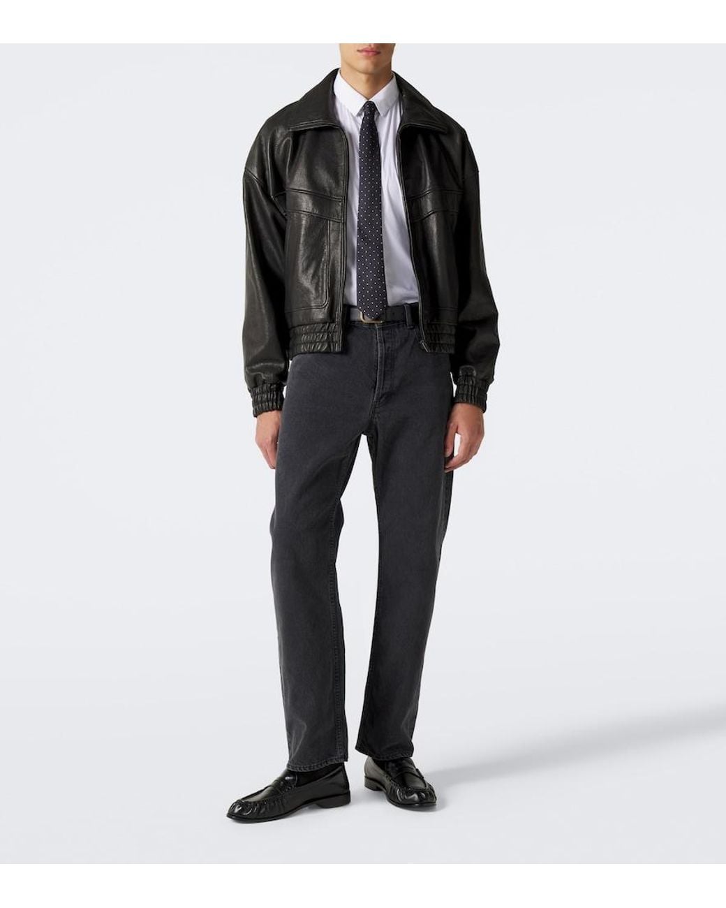 Saint Laurent Black Leather Blouson Jacket for men